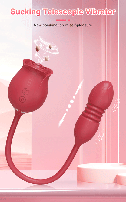 Sexy Adult Female Rose-Sucking Dildo Vibrator Women Nipple Clit Stimulator Vibrating Penetration Vagina Vibrator Erotica Toys