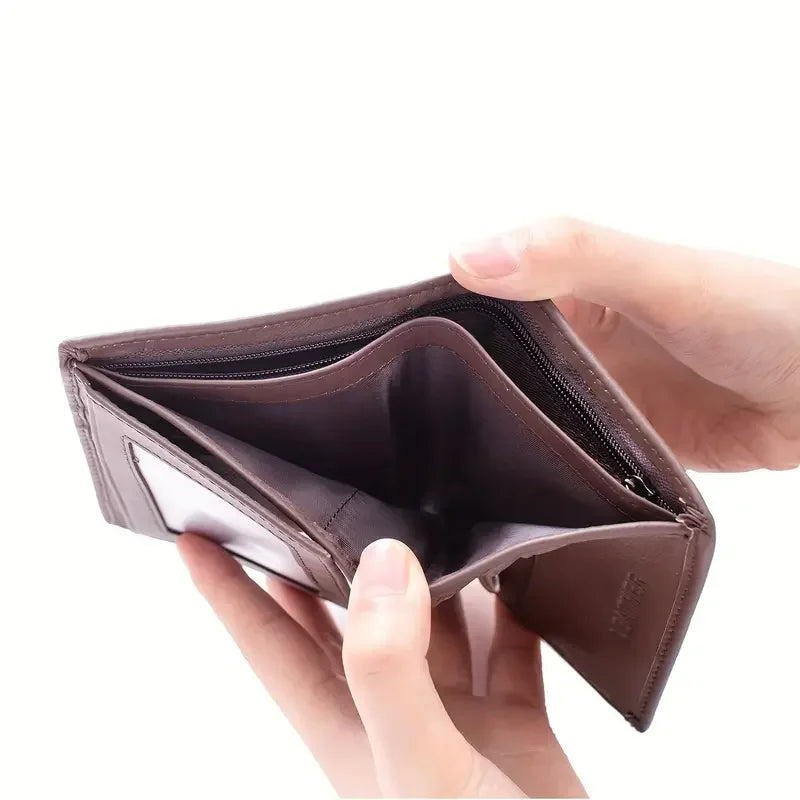 Mens Wallet Genuine Leather RFID Blocking Vintage Vertical Short Credit Card Holder Coin Purse Money Bag Slim Travel Gift