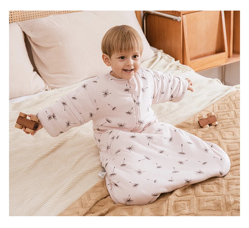 Baby Sleeping Bag Kids Sleepwear Sleeves Removable 0-2 Years Baby Sleepsack 2.5Tog Child Anti-Kick Blanket Quilt 100% Cotton