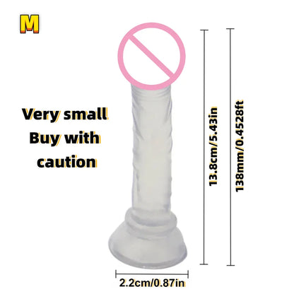 Realistic Soft Jelly Dildo Transparent Suction Cup Strong Grip Flexible Intimate Toy for Women Solo Couple Play