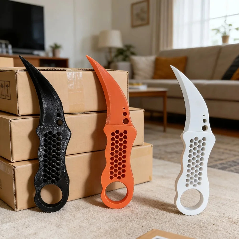3D Printed Unboxing Tool, Anti-Slip Eco-Friendly Handle, Safe Portable Package Opener for Home Office Daily Use