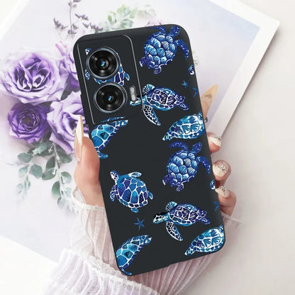 Case For Motorola Edge 50 Fusion Cover XT2429-1 Popular Flower Soft Black Silicone Phone Cases For Motorola G96 5G MotoG96 Funda
