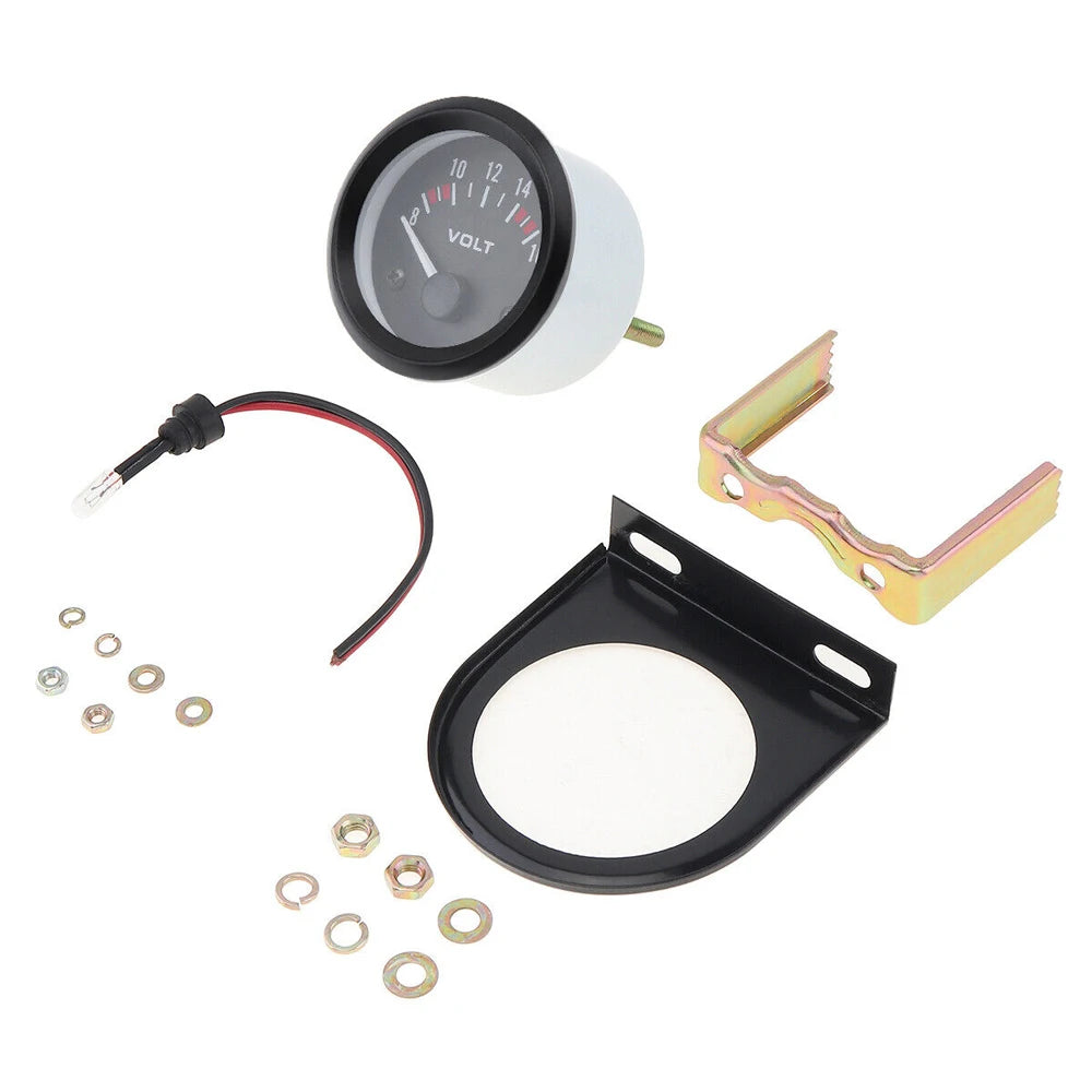 Universal 12V 2" 52mm Car Voltmeter 8-16V Pointer Volt Gauge Voltage LED Electrical Auto Meter