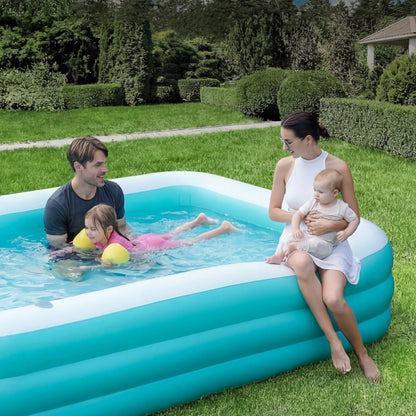 Sloosh 130 x 72 x 22 inches Inflatable pool for adults with seats durable and thick above ground for backyard garden lawn party