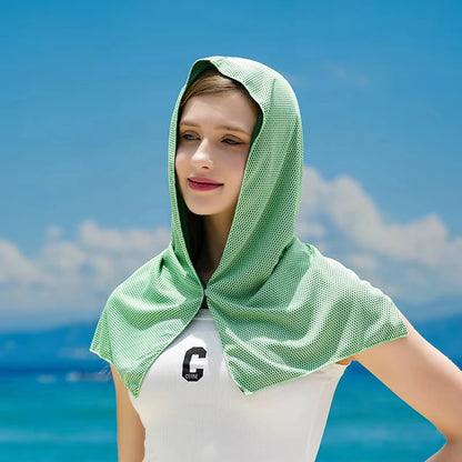Cooling Hoodie Towel - UV Protection, Quick Drying, Perfect for Sports, Camping, Workouts, Cycling, Golf, Running, Hiking, and F