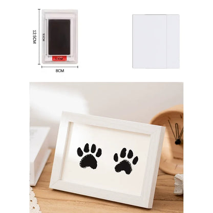 5 Inch Solid Wood Picture Frame Inkless Ink Pad Kit Baby Hand Foot Print Pet Paw Imprint Frame Keepsake Decor Indoor Display