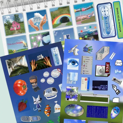 8/16sheets y2k Gen Z Electronic Memories Style Retro Dreamcore Collages Journals Diary Scrapbook Stickers