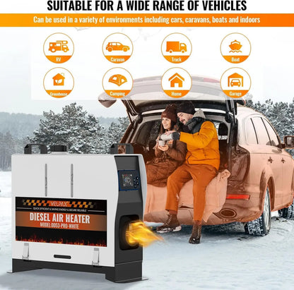 8KW 12V/220V All-in-One Diesel Heater, 0.16-0.52l/h, 8-36 ℃ Adjustable, LCD remove & Bluetooth APP, Portable for Camping RV