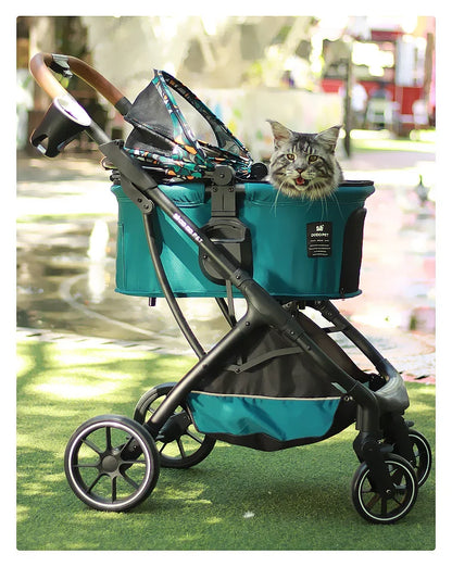 2026 New Dog Stroller Lightweight Foldable Separable Pet Cart, 21.5cm Large Wheel Safe Box for Cat Dog Outdoor Travel 강아지 유모차