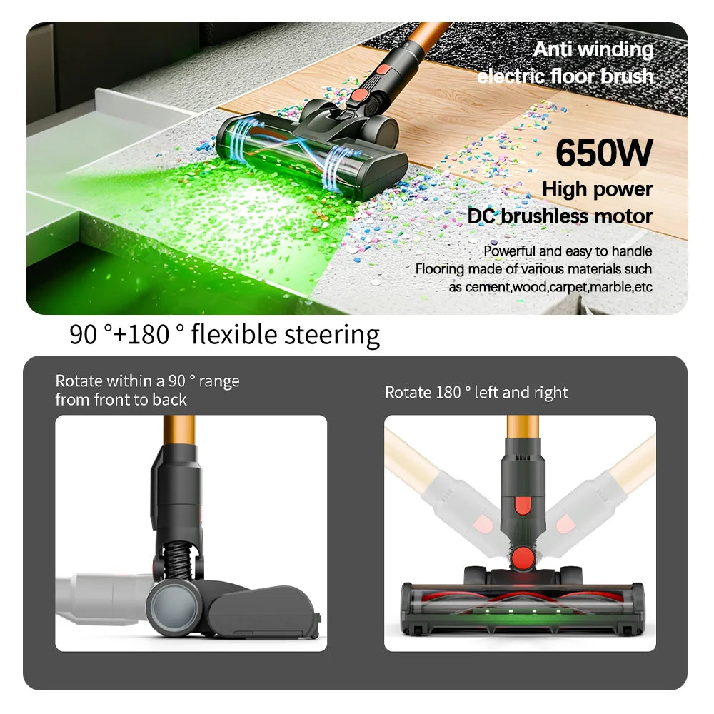 COTIAR V22 650W 55000PA Suction Power Cordless Vacuum Cleaner Handheld Home Appliance Portable Vacuum Cleaner Removable Battery