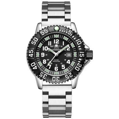 Addies Dive Men Fashion Casual Watch Calendar Display 50m Waterproof Tube Luminous Watch Black Dial Rotating Bezel Quartz Watch
