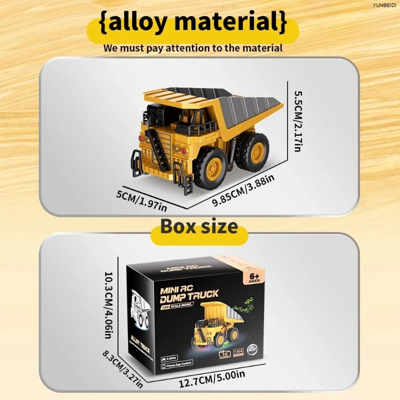 1:64 Remote Control and Alloy Truck Forklift with Trailer Worktop Mini Bluetooth RC Elevator Vehicle Children's Toy Holiday Gift