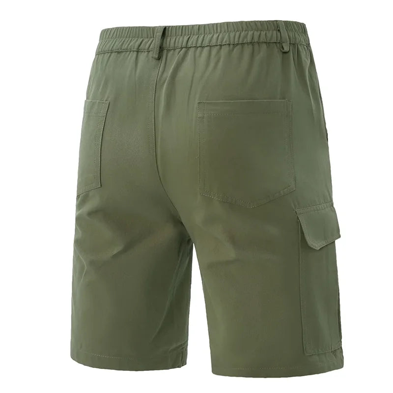 Men's Wear-Resistant Shorts Summer Beach Casual Cargo Short Pants Multi-Pocket Workwear Breathable Loose Straight Solid Shorts