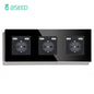 BSEED Touch Light Switch With EU USB Wall Sockets Black Wall Led Switches 1/2/3Gang 1Way Crystal Dark Blue Backlight Wall Switch
