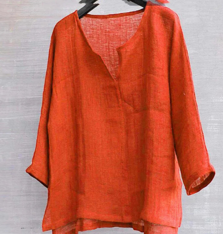 New Men's Summer Spring Long Sleeve Loose Shirt Solid Color Casual Long Sleeve Cool Shirt Vn-eck Tops Size S-5XL
