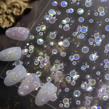 Colorful Water Bubble 5D Nail Art Stickers Goldfish Koi carp Dreamy Polarized Dreamlike Self Adhesive Delicate Manicure Decals