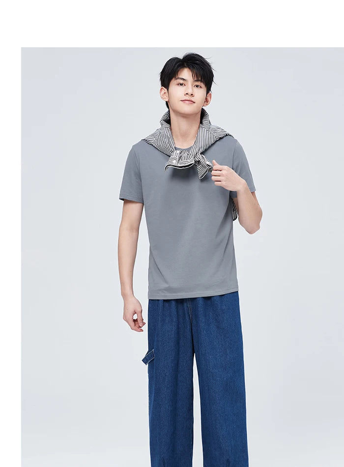 Semir Short Sleeve Men T-Shirt Cotton 2026 Summer New Man Clothing Thin And Versatile T Shirt Couples Solid Color Tops