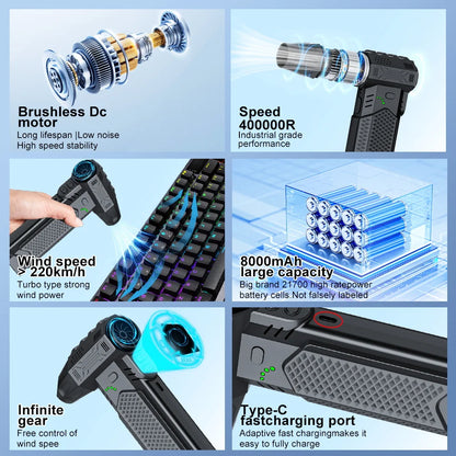Blower Car Vacuum Cleaner Turbo Fan Violent Jet Fan Cleaning Blowing Tools Auto Dust Collector Portable Air Duster Hair Dryer