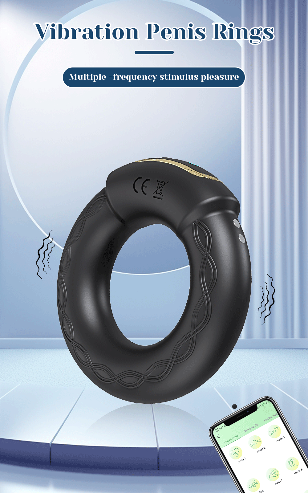 APP Bluetooth Vibrator for Men Cock Ring Penis Vibrating Penis Delay Trainer Cock Ring Glans Massager Male Sex Toys for Adult 18