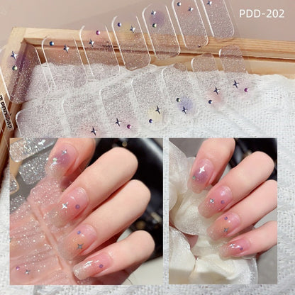 1PC Gel Nail Sticker Patch Slider Flower Gradient Color Back Glue Full Cover Waterproof Gel Nail Sticker UV Lamp Curing Manicur