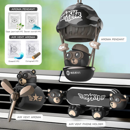Rotating propeller pilot bear dog car air fresheners accessories decorations fun vent clip perfume diffuser aroma fragrance men