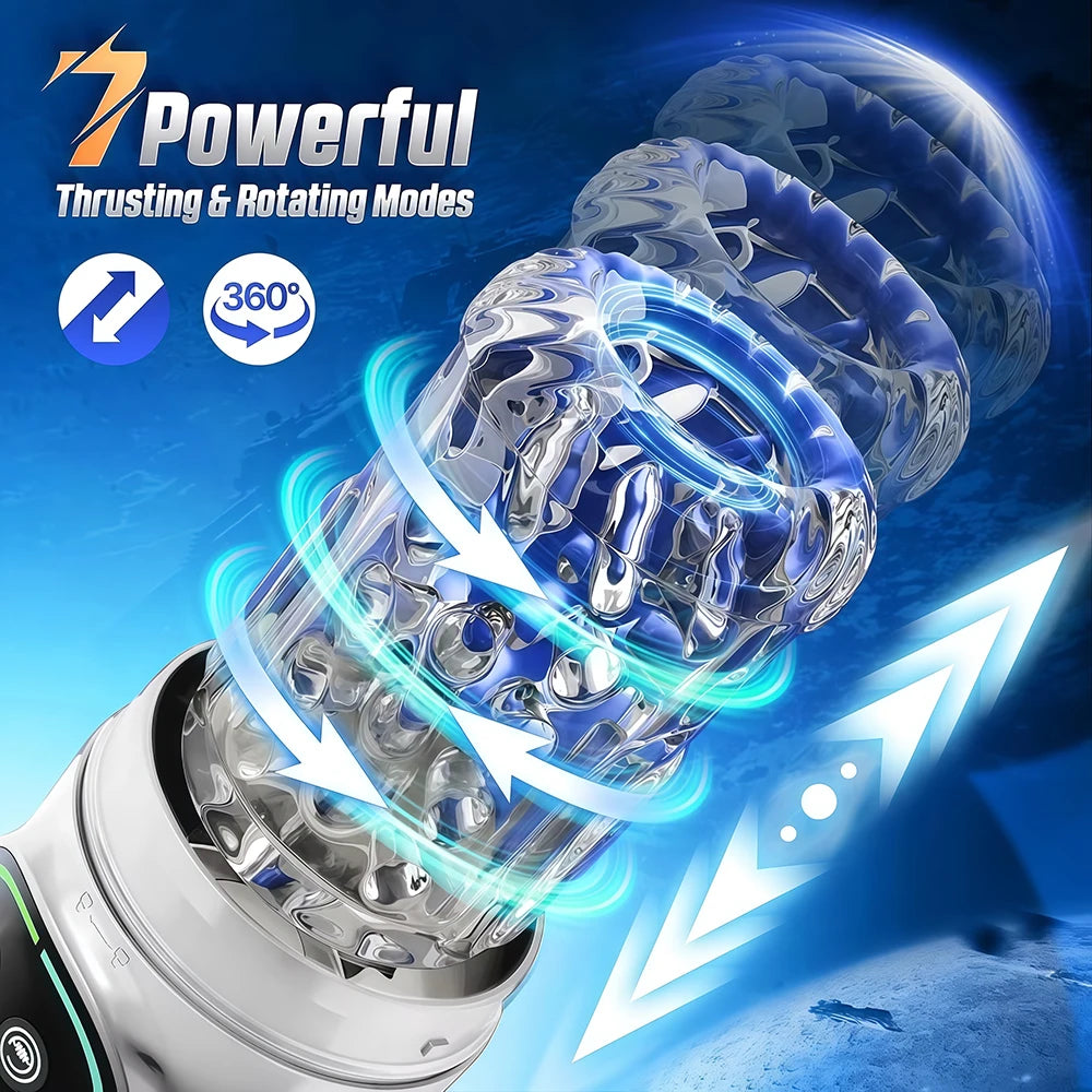 Automatic Male Masturbation Cup Thrusting Rotation Male Masturbator Sucking Licking Vacuum Penis Pump Real Pocket Pussy Sex Toys