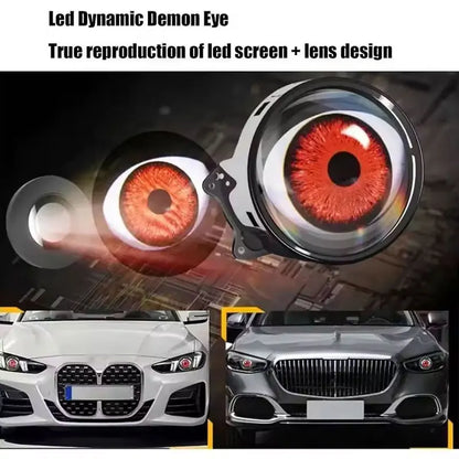 LED Car Dynamic Devil Eye Large Light 3-inch 33 Mode Car Light Remote Modification Eagle Eye 3D Lens Dynamic Pupils Headlight