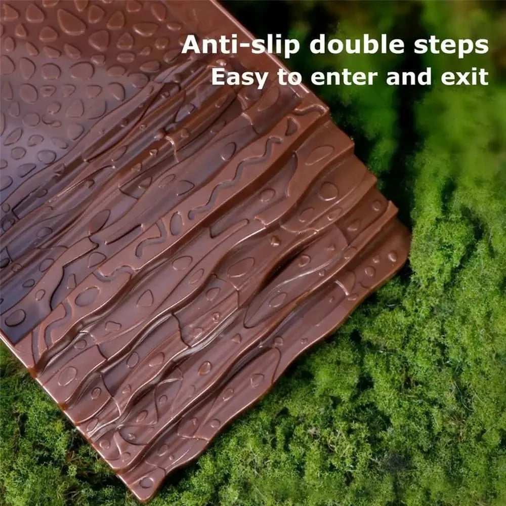Reptile Bathing Pool Reptile Feeding Dish Water Bowl with Ramp Aquarium Ornament for Snake, Turtle, Bearded Dragon, Lizard Bath