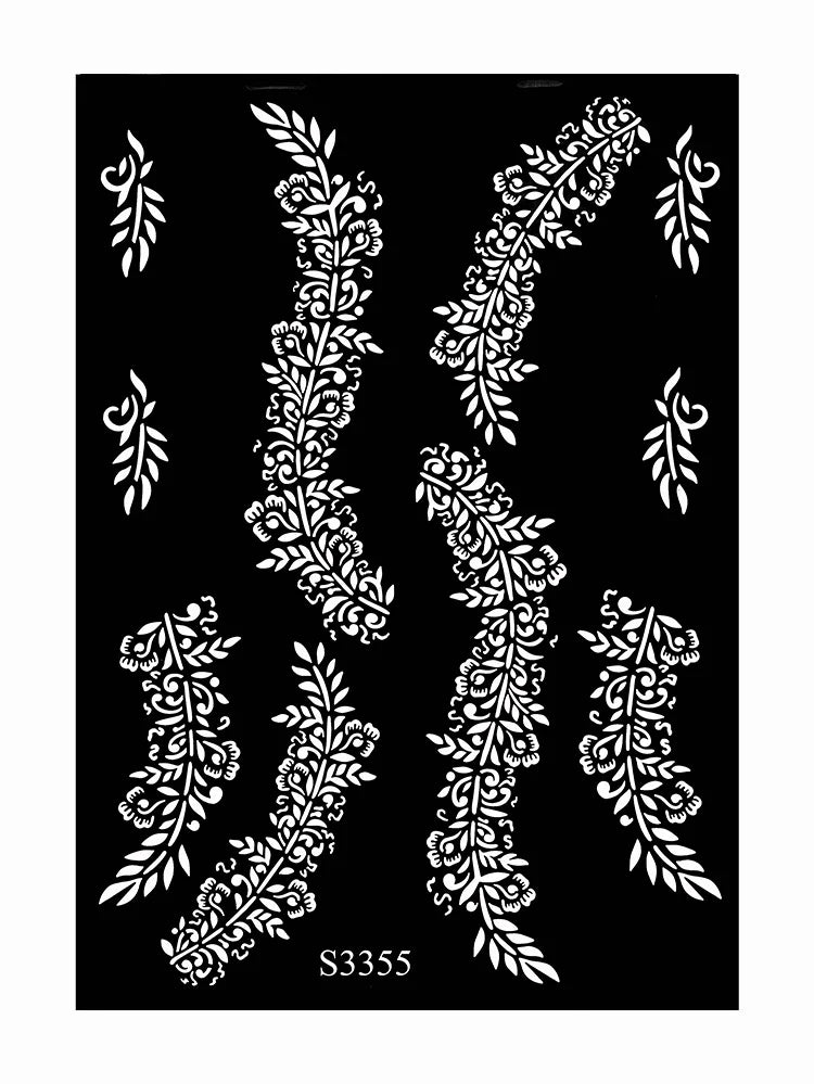 Flower Tattoo Stencil Reusable Henna Template for Hand and Body Henna Tattoo Design for Wedding Festival Party Tattoo Tools