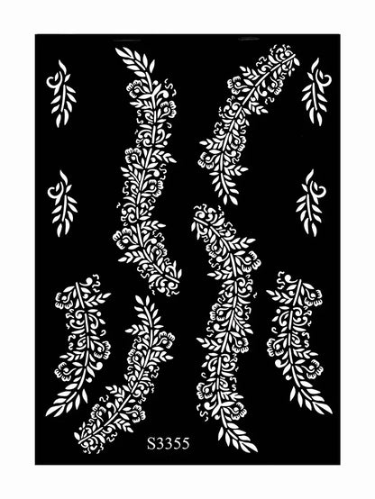 Flower Tattoo Stencil Reusable Henna Template for Hand and Body Henna Tattoo Design for Wedding Festival Party Tattoo Tools
