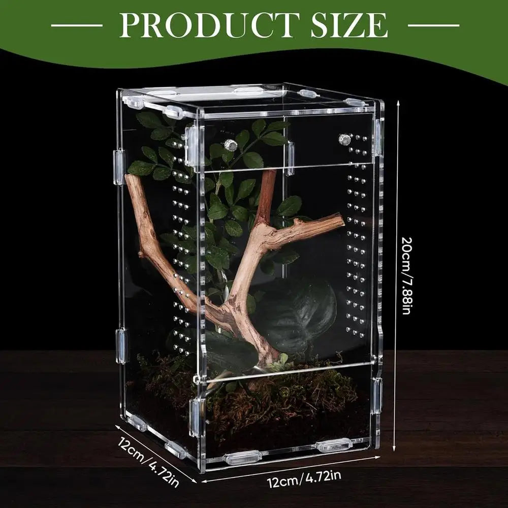 Acrylic Transparent Reptile Terrarium Breeding Box amphibian Cage Nano Arboreal Tarantula Enclosure Jumping spider Reptiles Habi