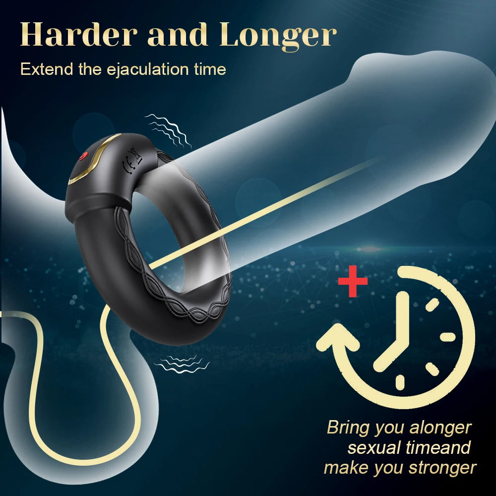 APP Bluetooth Vibrator for Men Cock Ring Penis Vibrating Penis Delay Trainer Cock Ring Glans Massager Male Sex Toys for Adult 18