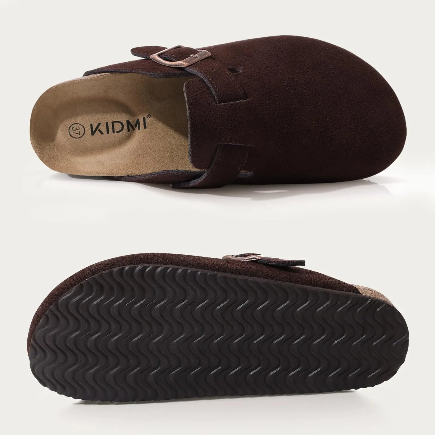 Shevalues Men's Suede Clogs Soft Leather Mules Men New Summer Men Cork Sandals Comfort Slip On Unisex Clogs With Arch Support