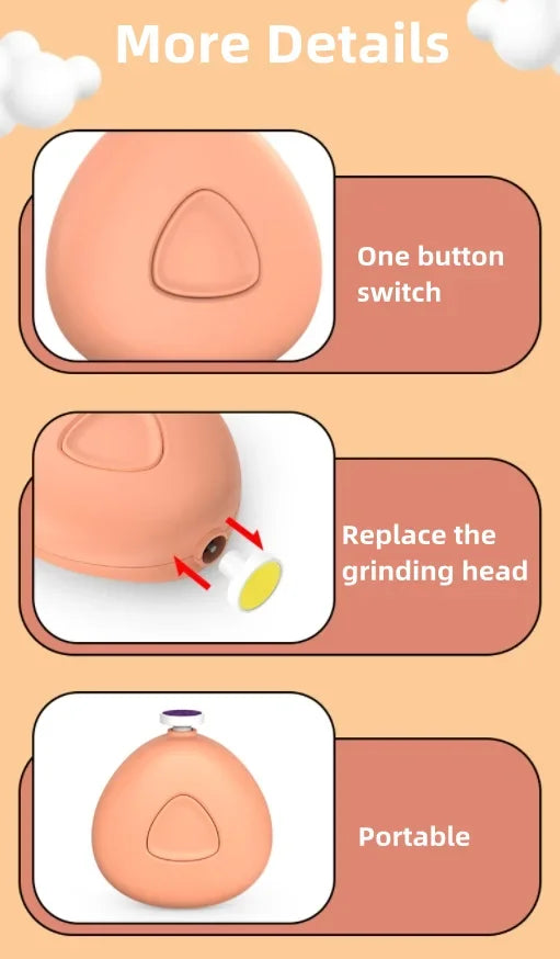 Portable Electric Baby Nail Trimmer, Multifunctional Automatic Nail Polisher File Set, Safe Kids Nail Clipper for Daily Newborn