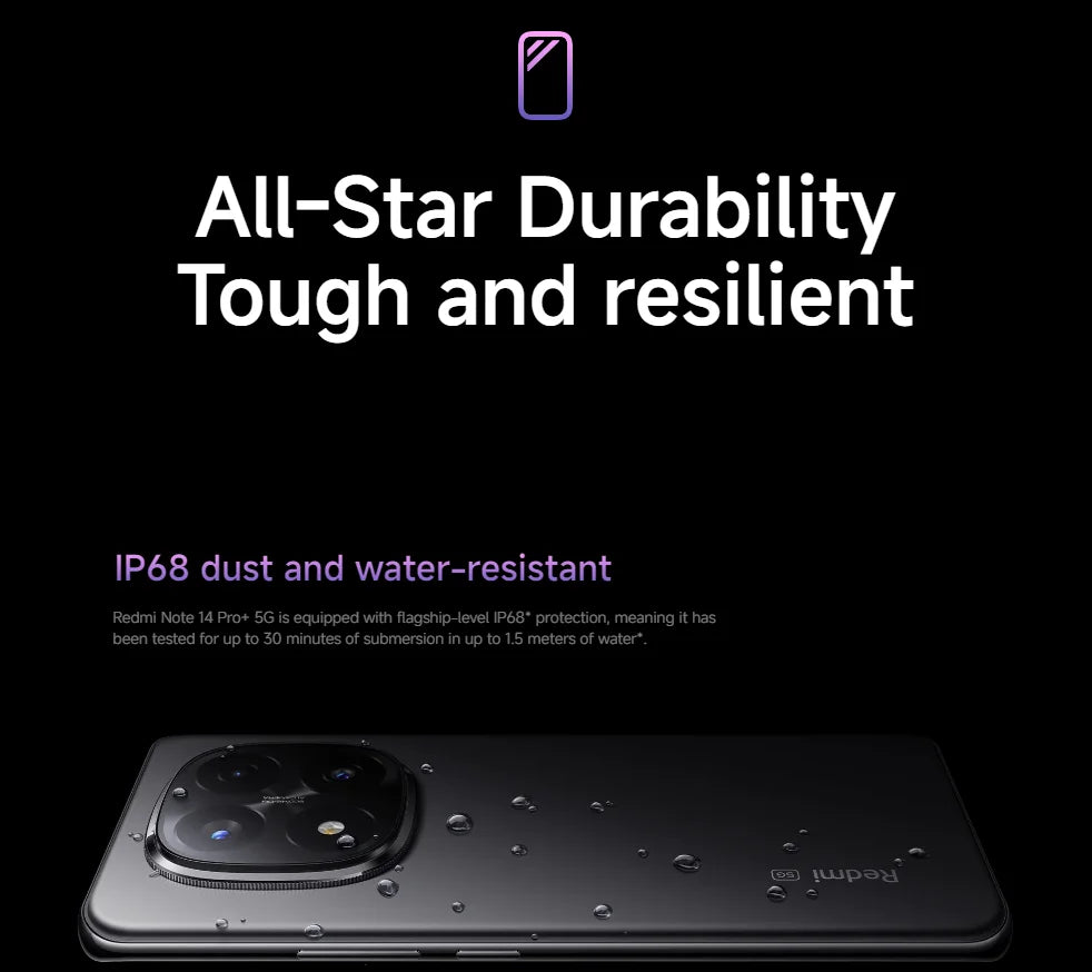 Global Version Xiaomi Redmi Note 14 Pro Plus 5G Snapdragon® 7s Gen 3 NFC 6.67” AMOLED 120Hz 5110mAh 120W Fast Charging 200MP