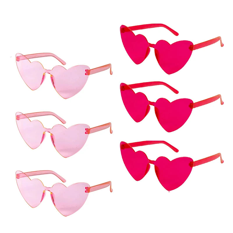 6/8/10/12pcs Wedding Bridal Shower Sunglasses Pink Red Heart Glasses Bride To Be Bridesmaid Gifts Bachelorette Hen Party Decors