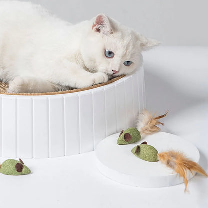 Mouse Cat Toys Catnip Feather Ball Self Cleaning Teeth Interactive Home Chasing Game Toy Products Cat Mint Ball Training Toys