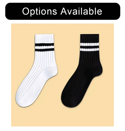 6/10/15/20 Pairs Men Socks Spring Autumn Casual Black White Striped Socks Breathable Mid Tube Sock High-quality Round Neck Socks