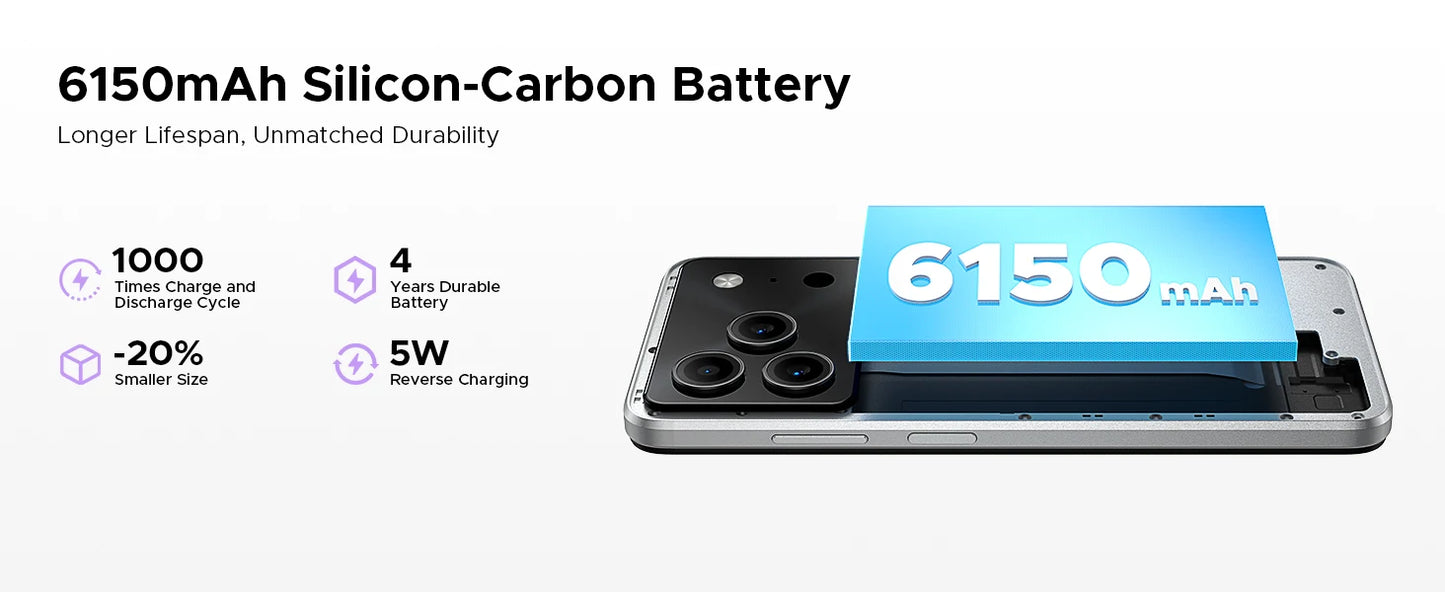 DOOGEE Note56 Plus Smartphone Android 16 48GB+256GB 6150mAh Large Battery 6.56'' 90Hz Display UNISOC T7225 50MP Camera NFC