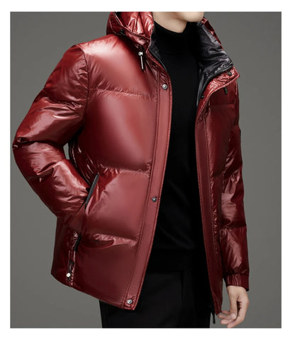 Men's Down Jacket Autumn Winter New Solid Color Thickened Warm Outdoor Travel Hooded Coat Men's White Duck Down padded Clothing