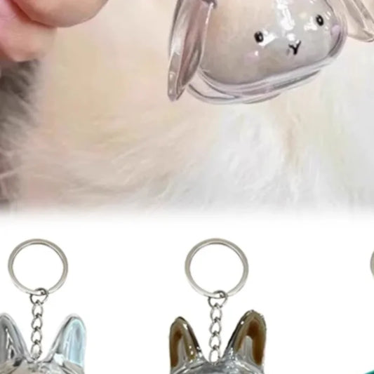 Rabbit Hair Storage Box Pendant Keychain Pet Hair Keepsake Box Pet Memorial Collection Box Bag Pendant DIY Decoration Gift