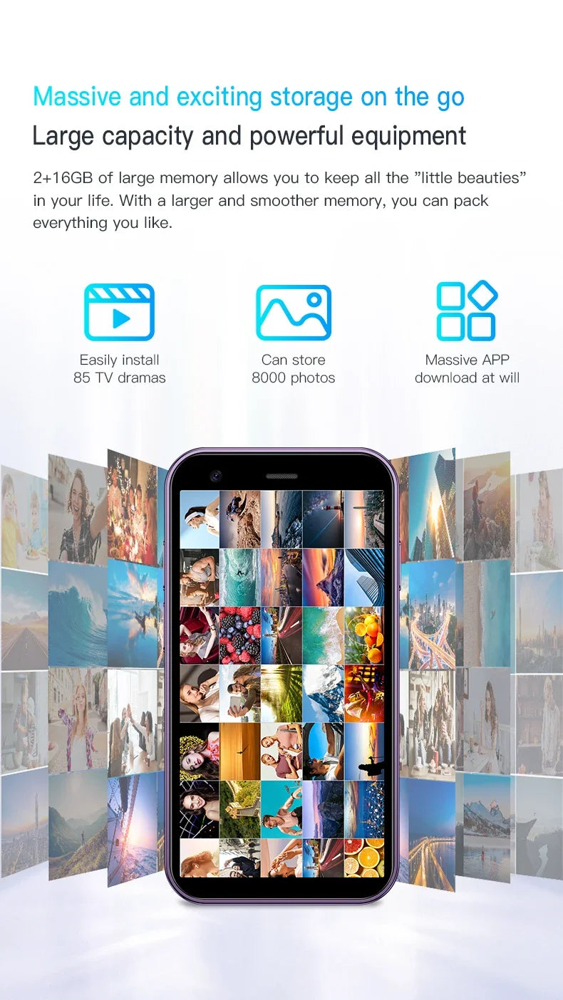 SOYES XS15 Ultra-thin 3.0Inch Small Phone 2GB+16GB Android 8.1 Dual SIM Standby 3G Mini Smartphone 1000mAh Wifi GPS Mobile Phone
