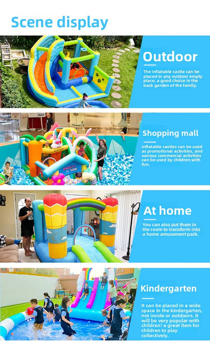 Doctor Dolphin Animal Inflatalbe Bounce House Jumping Castle With Slide Ball Pool Bouncy Castle For Kids Birthday Gift Toys