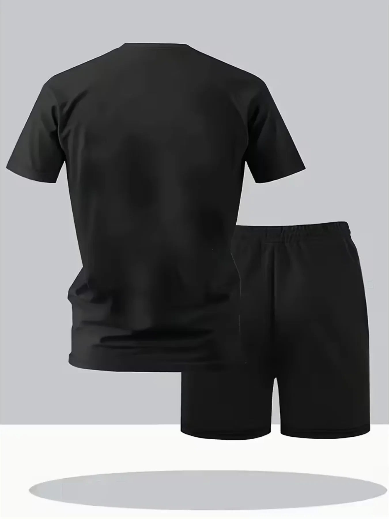 Men Fashion Print Two Piece Set Breathable Crew Neck Short Sleeve T-shirt Casual Sports Shorts Summer Outfit