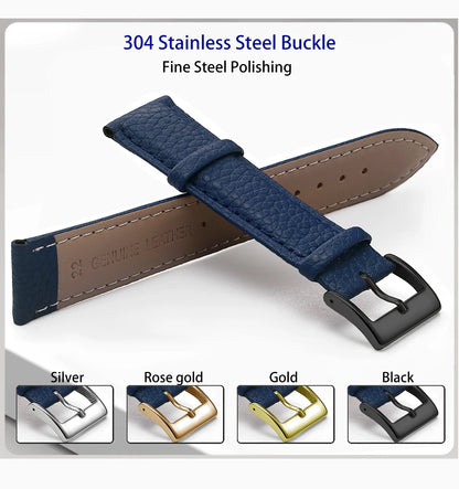 SAMCO Genuine Leather Watch Band 12/14/16/18/19/20/21/22/24 mm Watch Strap for Man Women High-quality Wrist Watchband + Tool