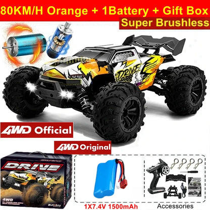 4WD 1:16 80KM/H Super Brushless 50KM/H Brushed RC Car 4x4 Off Road Remote Control High Speed Drift Racing Truck Buggy Toy Gift