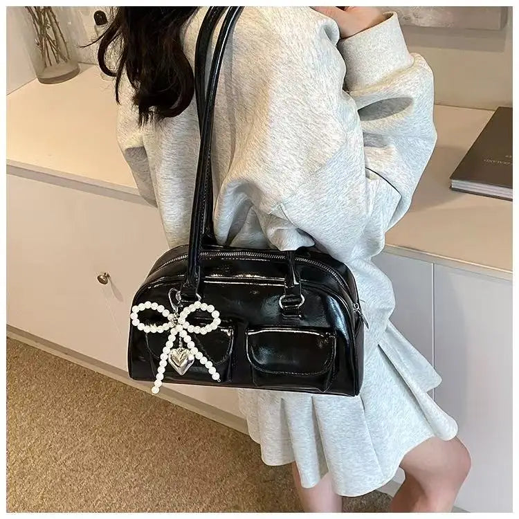 Fashionable Underarm Bow Bag for Women 2024 Korean Edition New Simple Leisure Pillow Bag Trendy Versatile Shoulder Bag