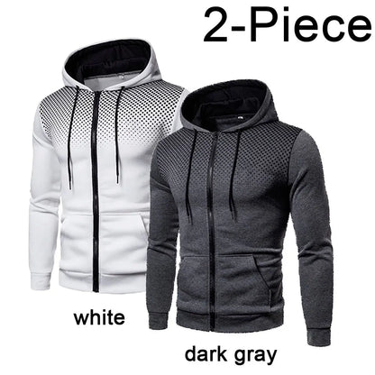 2023 Autumn and Winter New European and American Solid Color Fleece Sweater Pants Men's Casual Zipper Sports Hat Set