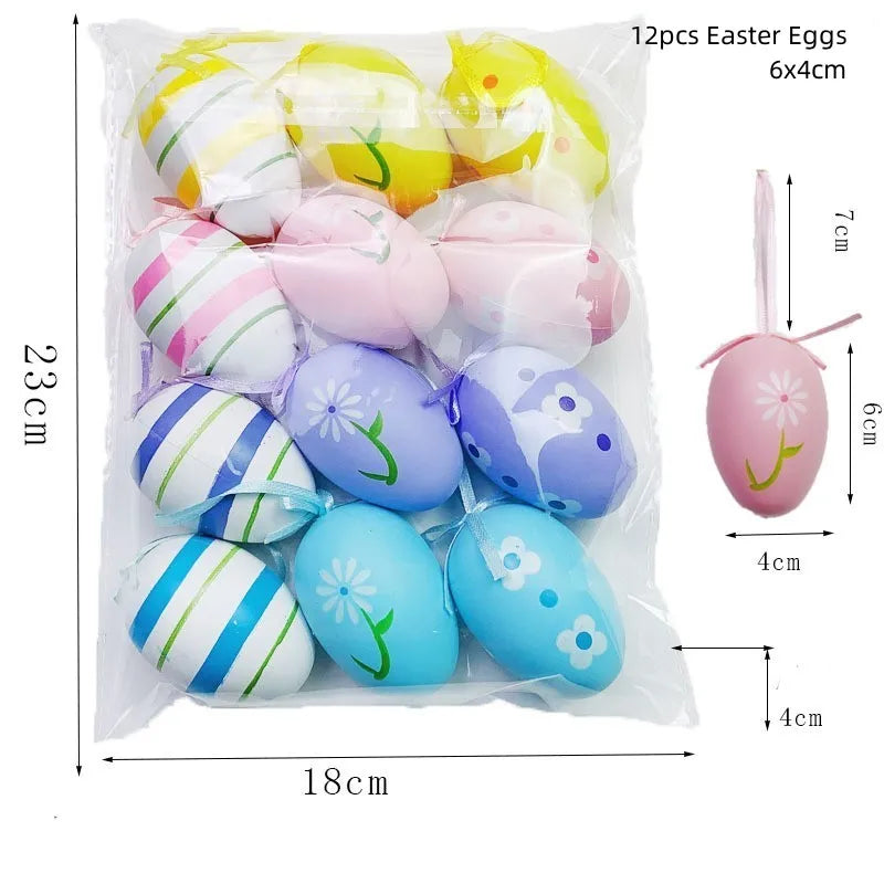 60cm Easter Brich Tree Lamp 40LED Easter Eggs Ornaments Hanging Easter Decorations for Home Spring Festival Party Table Decor