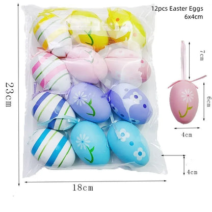 60cm Easter Brich Tree Lamp 40LED Easter Eggs Ornaments Hanging Easter Decorations for Home Spring Festival Party Table Decor